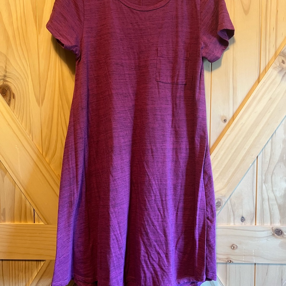 LuLaRoe Carly Pink Short Sleeve Dress Hi Low Size S Cottagecore Prairie